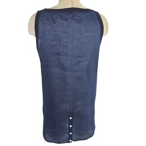 Foxcroft Navy Blue Sleeveless Linen/Cotton Tank Top